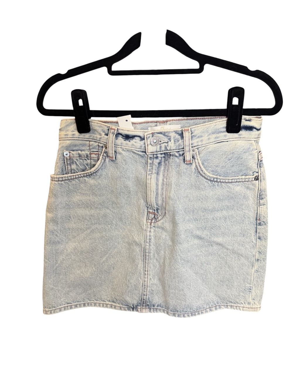 NWT 7 For All Mankind Light Wash Denim Mini Skirt Sz 24